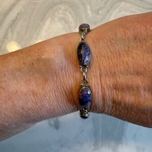Elegant Purple Stone (Charoite)/Sterling Silver Bracelet